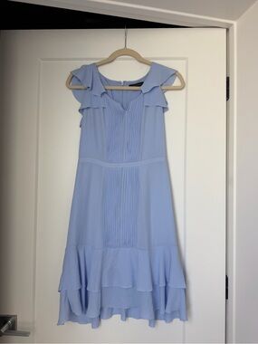 Banana Republic Pale Blue Ruffle-Hem Sleeveless Dress